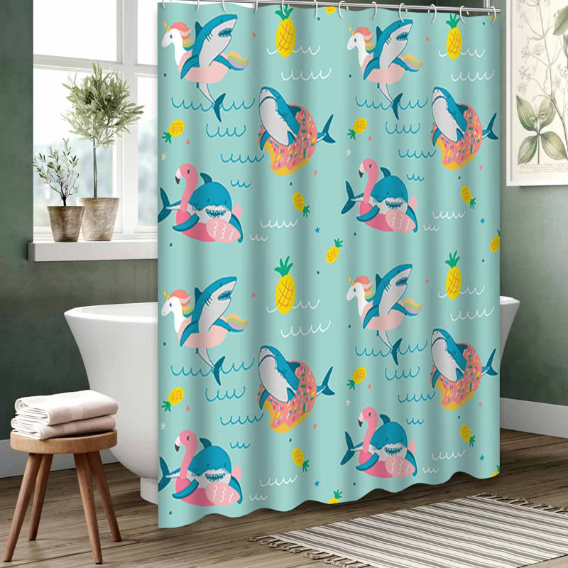 Rideau de douche bleu imperméable, rideaux de douche pour la salle de bain avec 12 crochets, L 72 po x l 84 po