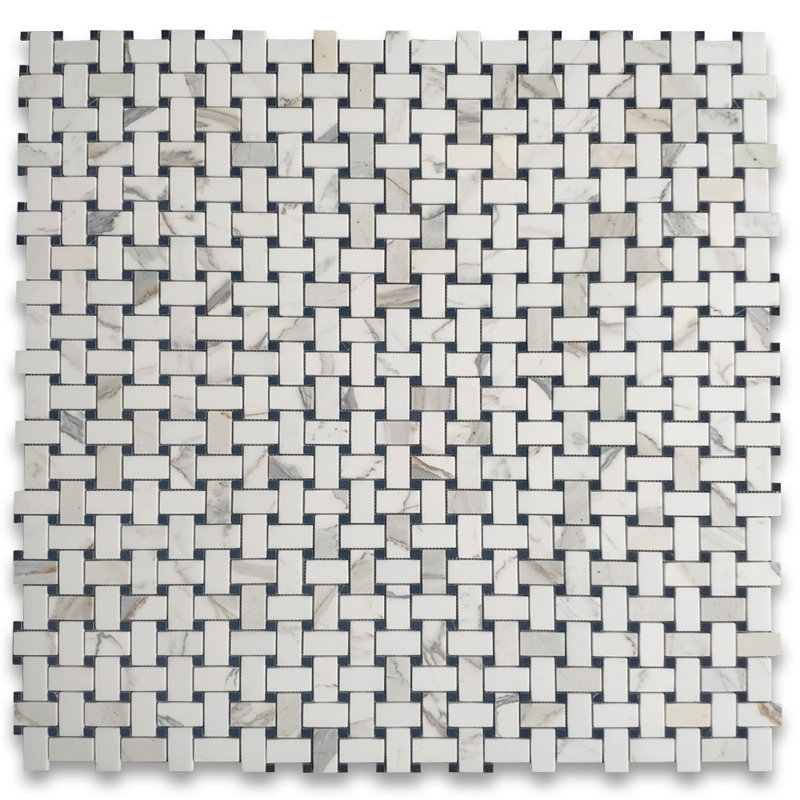 Calacatta 12" x 12" Marble Mosaic Tile, LIght Gray