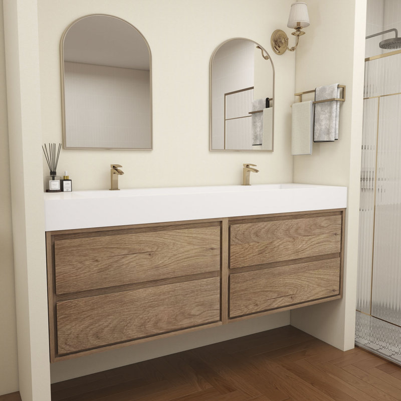 Victoria 84''Bathroom Vanity Base, Teak Oak