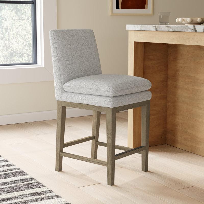 Bethea Upholstered Counter Stool (Set of 3), Gray Heathered
