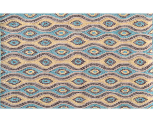 Geometric Looped Blue Area Rug, Rectangle 7'6" x 9'6"