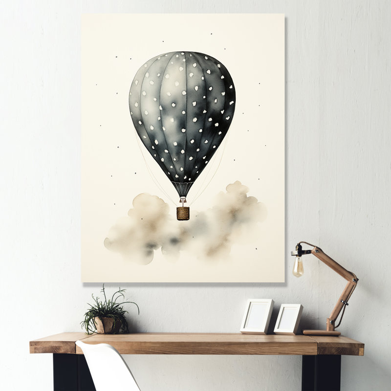 «Minimalist Représentation A Hot Air Balloon Sky Magic I», reproduction d'art sur toile, Toile tendue