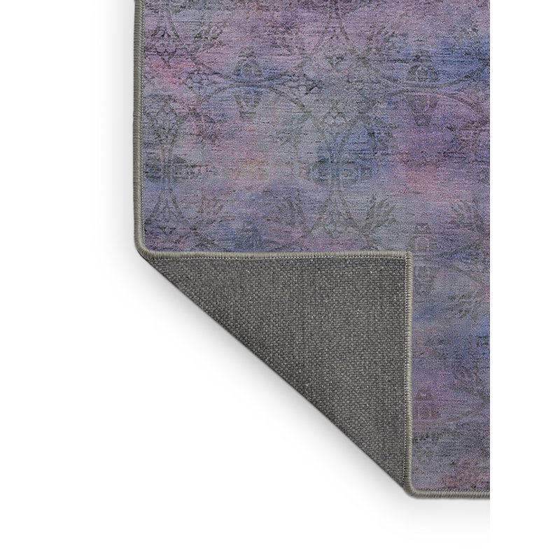 Tapis géométrique bleu / mauve / noir, Rectangle 7 pi x 10 pi