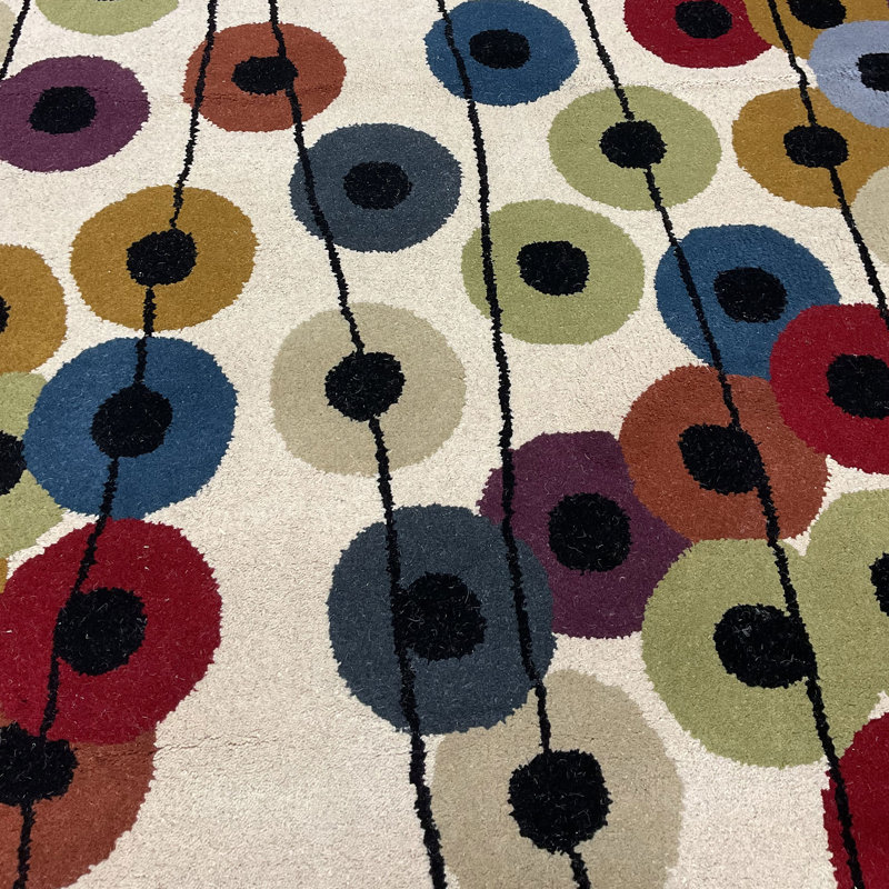 Tapis beige / noir / rouge touffeté à la main Indo