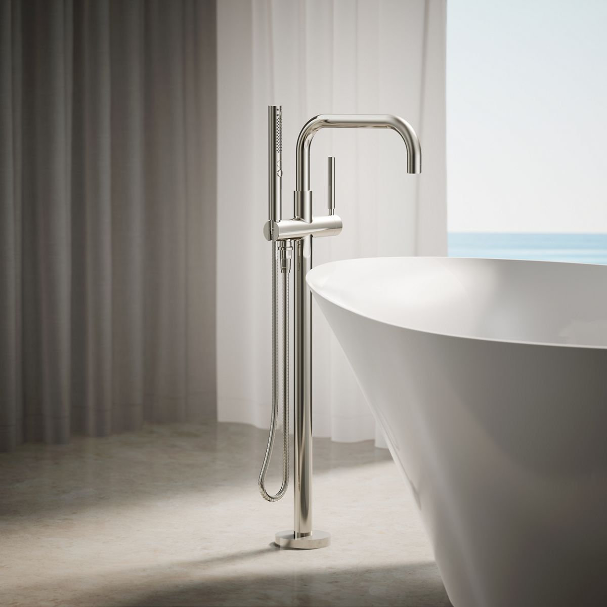 Purist Freestanding Bath Filler Trim, Vibrant Polished Nickel