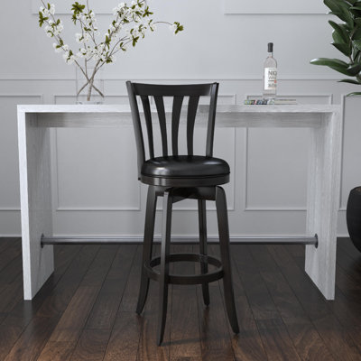 Asharn Swivel Upholstered Bar Stool, Black