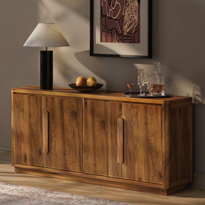 70" Modern Storage TV Stand, 4 Doors Fluted TV Console for TVs 55" - 85", Media Console and Entertainment Center