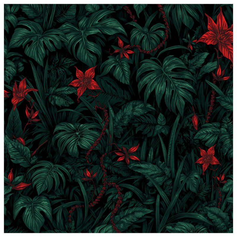 Dense Tropical Foliage Quilted Bedspread All Sizes, Full / Double