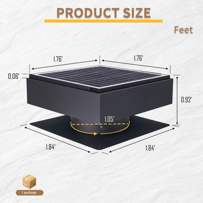 12" Solar Roof Vent Fan,40W Dual Power Attic Exhaust Fan with 3-Speed Remote & 25°C Auto Start,1200 CFM,MPPT Controller Solar Ventilator
