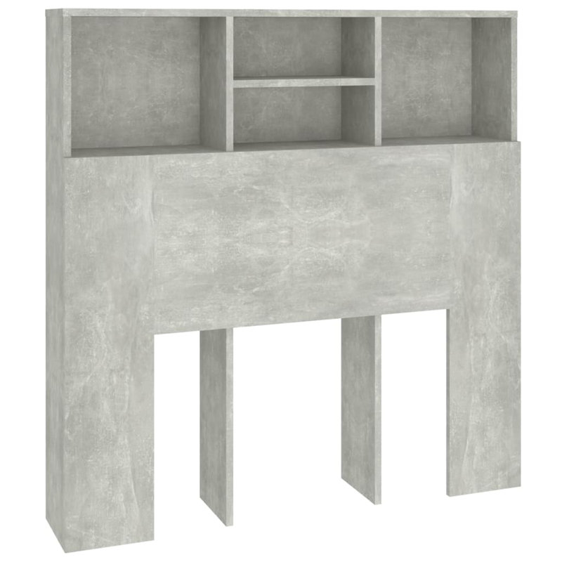 Headboard Cabinet Bedroom Home Indoor Bookcase, Concrete Grey, Single (3')