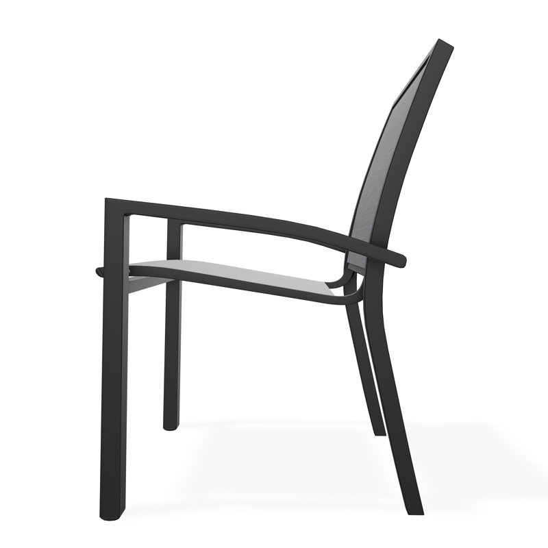 Kendall Outdoor Dining Chair, Augustine Pewter, Black