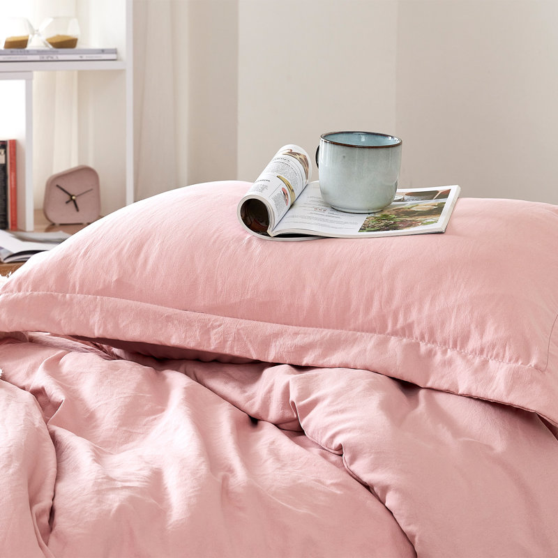 Natural Loft Prewashed Microfiber Duvet Cover Set, Pink, King Duvet Cover + 2 King Shams