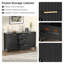 Buffet avec armoire à crédence cannelée avec deux portes et trois tiroirs pour la cuisine et le salon, noir, buffet
