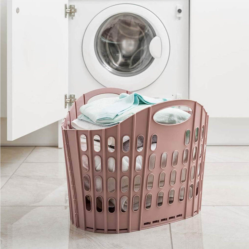 Plastic Laundry Hamper, Pink