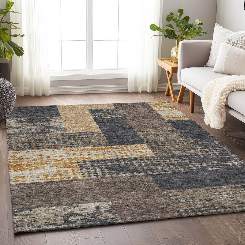 Tapis de qualité supérieure lavable à la machine Prisco, Rectangulaire 8 pi x 10 pi