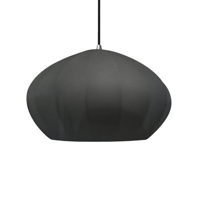 Radiance - Oval Fluted 1-Light Pendant - Gloss Grey - Polished Chrome - Dedicated LED - Black Cord