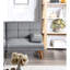 Canapé de salon en polyfibre bleu gris avec pieds en bois massif et coussins convertibles en mousse avec accoudoirs-1015934924
