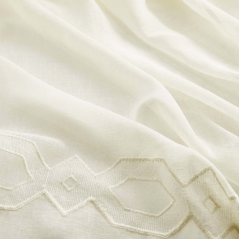 Embroidery Curtain Panel (Only 1 Pc Panel), 52" W x 84" L, Ivory