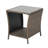 PE Rattan Patio Side Table - Outdoor Wicker End Table with Black Glass Top, Rattan Coffe Table in Iron Frame for Backyard Balcony Poolside, Dark Brown-452544060