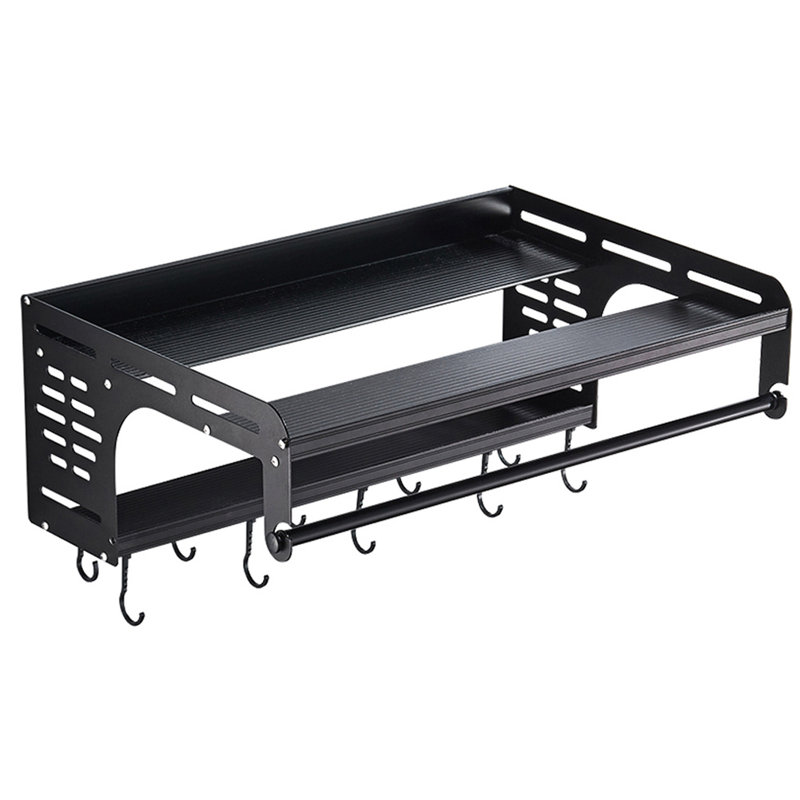 Metal Rectangle Wall Mounted Pot Rack, Black