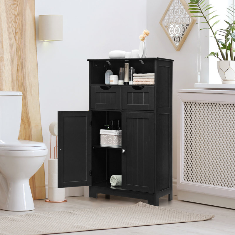 Freestanding Bathroom Cabinet, Black