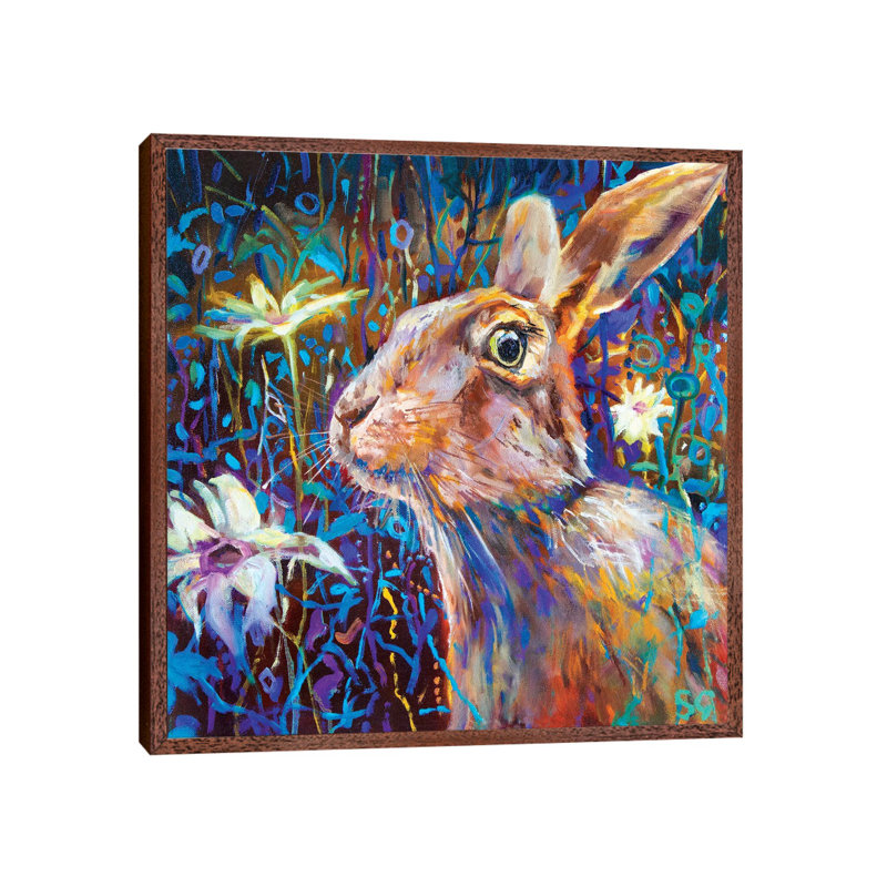 Big Daisies 1 Piece Painting on Canvas, 45.72 cm H x 45.72 cm W, Classic Brown Wood Framed