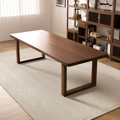Light-walnut Rectangular Solid Wood Dining Table