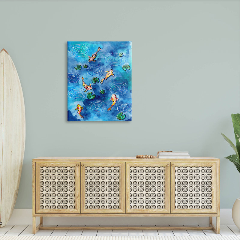 Large Blue and Green Koi Fish Canvas Wall Art