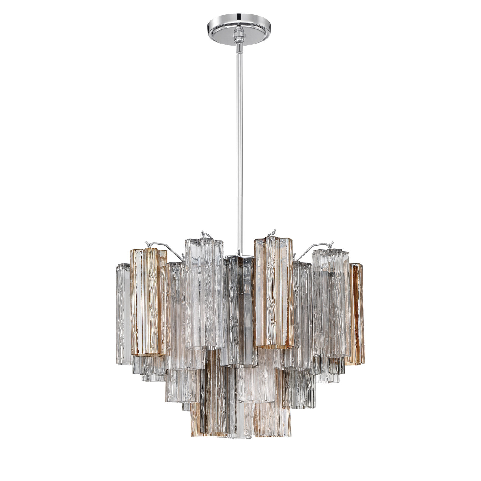 Arras 9-Light Chandelier, 14" H x 19.75" W x 19.75" D, Gray/Yellow, Polished Chrome
