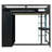 Full-Size Wood Loft Bed with Desk, Open Wardrobe & RGB LED Lighting for Gaming & Study, Blue-526128412