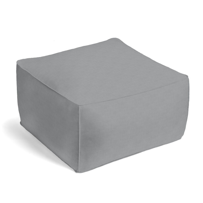 Square Pouf, Cement Linen Blend/Rayon/Viscose