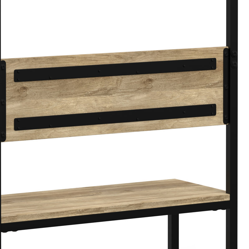 Natural Mango Wood Industrial Hall Tree with Storage Bench