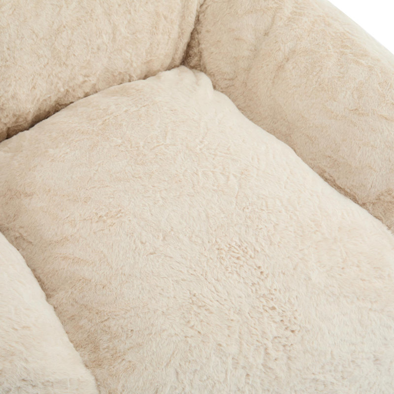 Albi Indoor Cozy Armchair-Style Bean Bag, 25.5" H x 40" W x 38" D, Beige Fabric