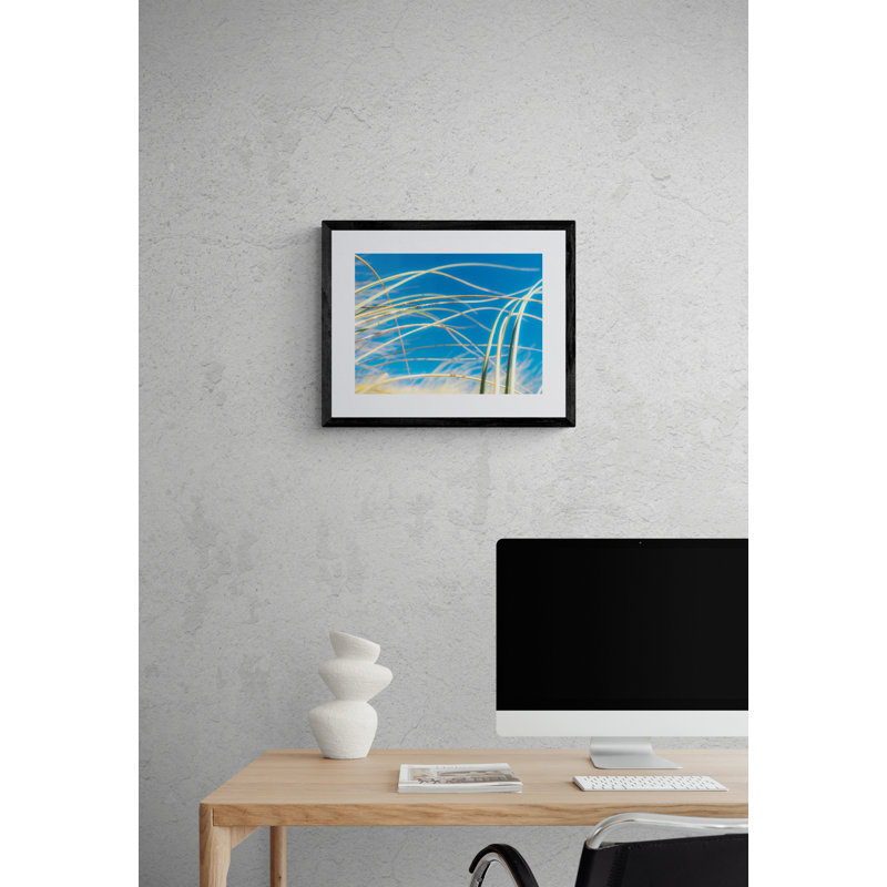 Dune Graminées par Petra Trimmel, H 17,2 po x l 21,2 po, Papier avec cadre noir