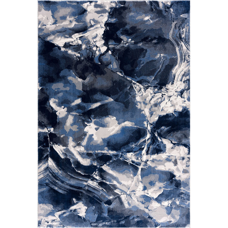 Tapis bleu / gris Rosalina REG110A, Rectangle 5 pi 3 po x 7 pi 6 po