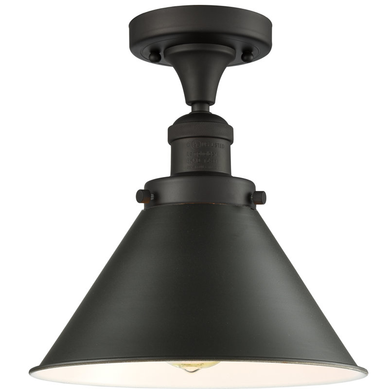 Elwell Semi Flush Mount, 6 Watt Vinage LED Bulb, Matte Black, Matte Black