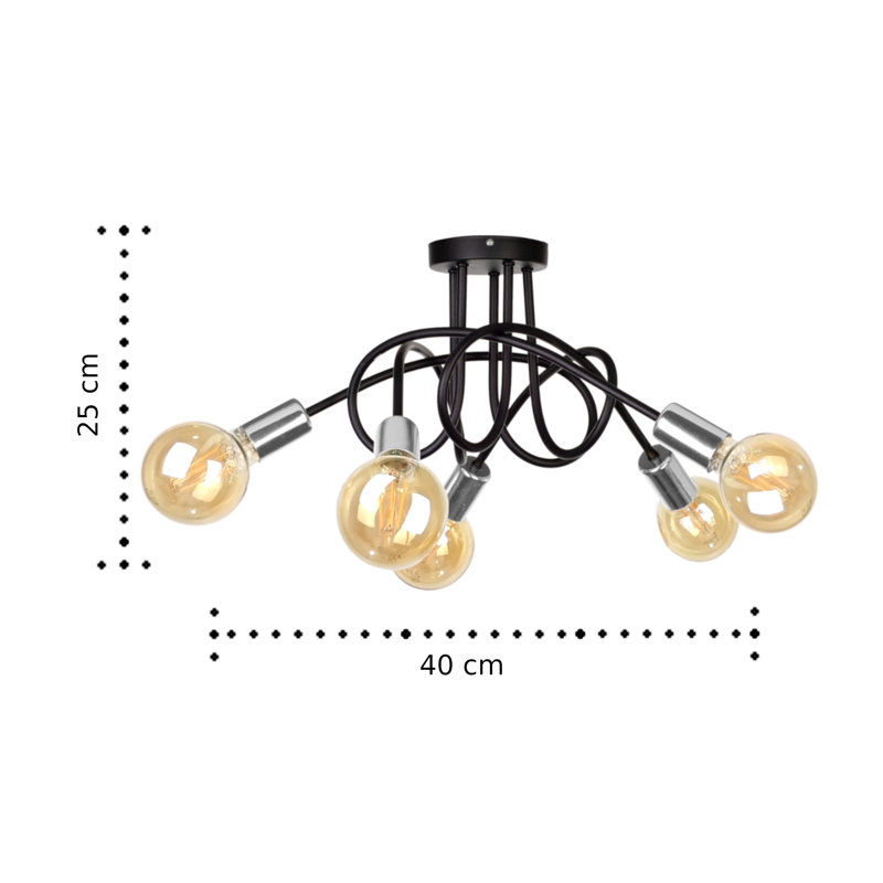 Keytesville 5 - Light Chandelier, Black/Silver