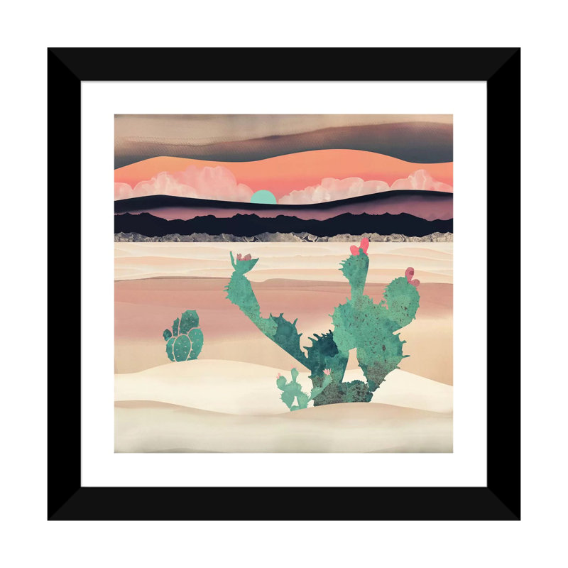 Désert du désert - impression d'art graphique, 16" H x 16" W x 1" D, Blanc, Papier encadré noir