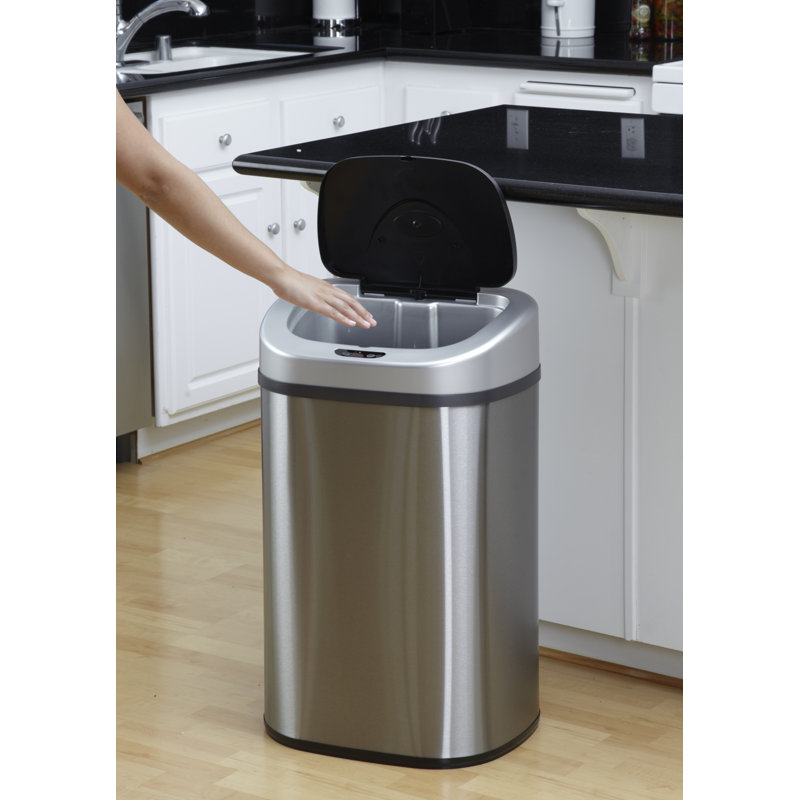 Poubelle NineStars de 21 gallons en acier inoxydable avec détecteur de mouvement