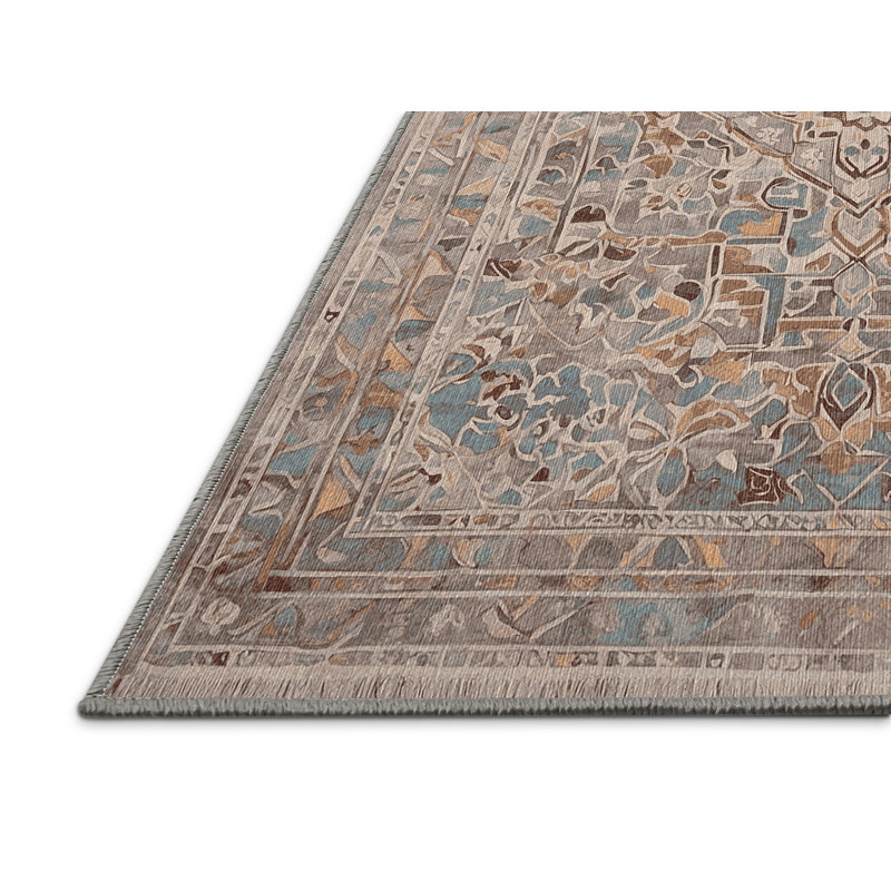 Machine Washable Gray Area Rug, Rectangle 3' x 5'