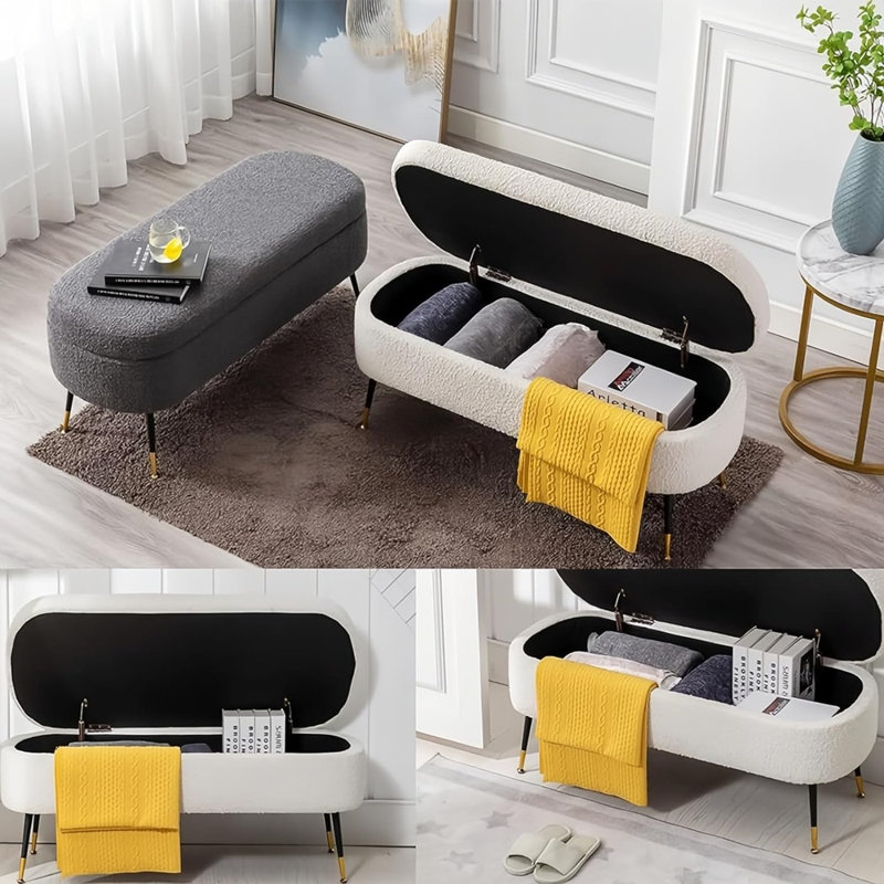 Banc de rangement rembourré Maro Boucle
