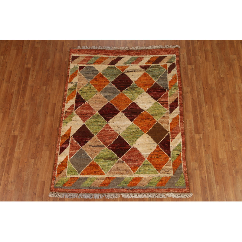 Tapis oriental géométrique marocain fait à la main 4 x 5