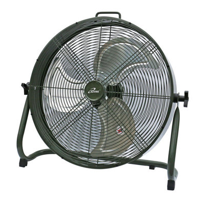 iLIVING ILG8RX18 18" Rechargeable Battery Operated Camping Floor Fan, High Velocity Portable Outdoor Fan with Metal Blade, With Built-in Lithium Battery for Whole Day Usage, 18 Inches, Military Green