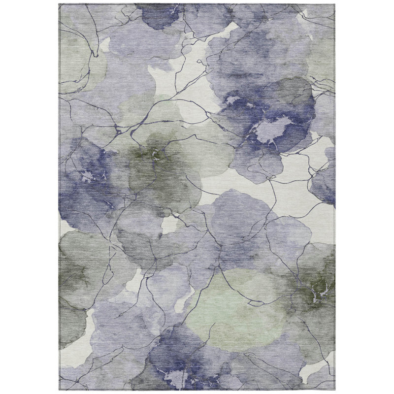 Machine Washable Indoor/Outdoor Chantille ACN2589 Abstract Rug, 10' x 14', Lavender