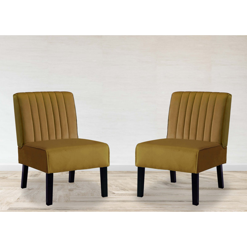 Ensemble de 2 chaises d'appoint Mid-Century modernes, Jaune