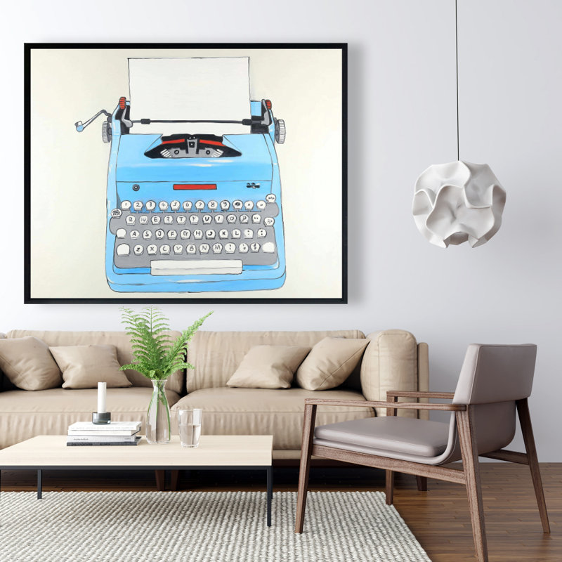 Blue Typewritter Machine Print On Canvas