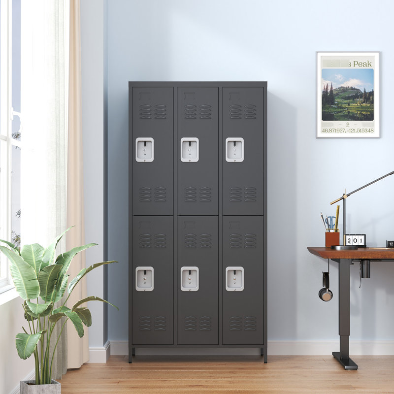 Casier en métal 6 portes avec serrure, armoire de rangement, armoire d'appoint