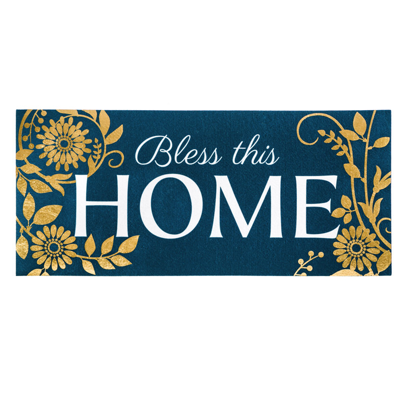 Tapis d'entrée / extérieur antidérapant Welcome Bless This Home Sassafras 22 po x 10 po