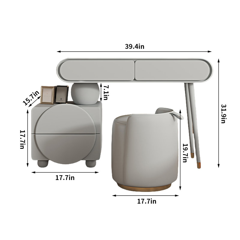 Coiffeuse Brazley, Gris