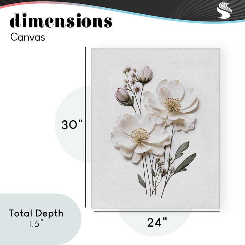 Elegant Pressed Flowers Canvas, design by Lettered and Lined, 30" H x 24" W